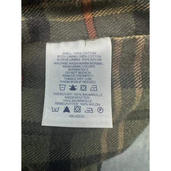 Lands End Mens XXL Tall Khaki Tan Cotton Canvas Barn Coat Plaid Lined 214682